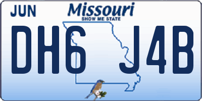 MO license plate DH6J4B