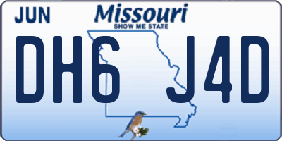 MO license plate DH6J4D