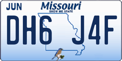 MO license plate DH6J4F