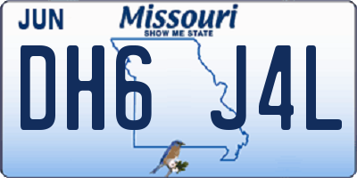 MO license plate DH6J4L