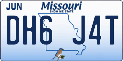 MO license plate DH6J4T