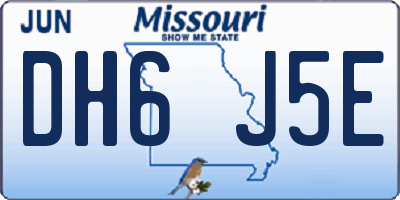 MO license plate DH6J5E