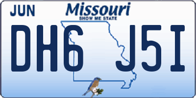 MO license plate DH6J5I
