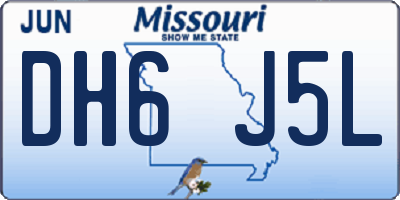 MO license plate DH6J5L