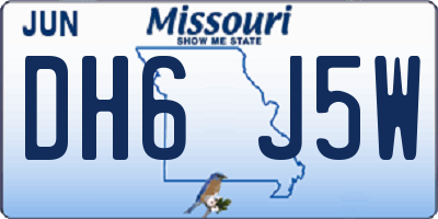 MO license plate DH6J5W