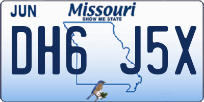 MO license plate DH6J5X