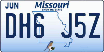 MO license plate DH6J5Z