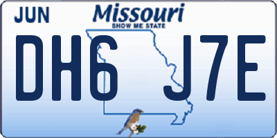 MO license plate DH6J7E