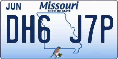 MO license plate DH6J7P