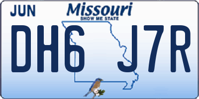 MO license plate DH6J7R