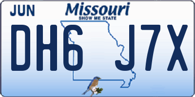 MO license plate DH6J7X