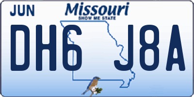 MO license plate DH6J8A