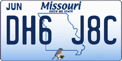 MO license plate DH6J8C