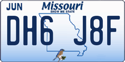 MO license plate DH6J8F