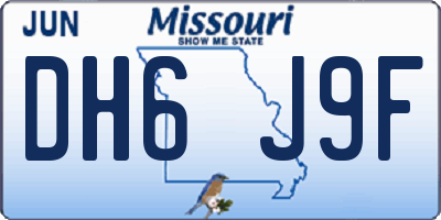 MO license plate DH6J9F