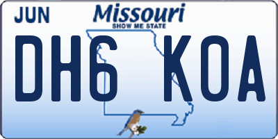 MO license plate DH6K0A