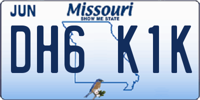 MO license plate DH6K1K