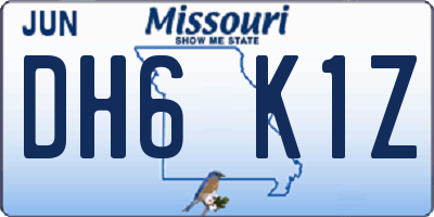 MO license plate DH6K1Z