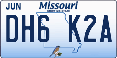 MO license plate DH6K2A