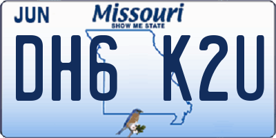 MO license plate DH6K2U