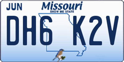 MO license plate DH6K2V