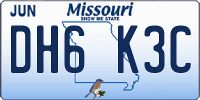 MO license plate DH6K3C