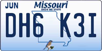 MO license plate DH6K3I