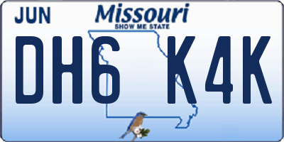 MO license plate DH6K4K