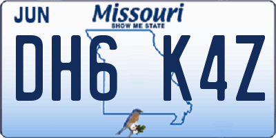 MO license plate DH6K4Z