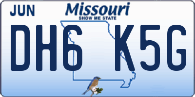 MO license plate DH6K5G