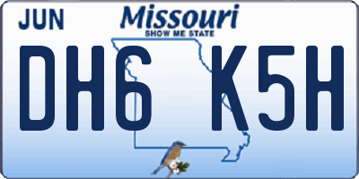 MO license plate DH6K5H