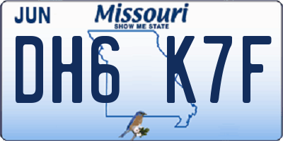MO license plate DH6K7F