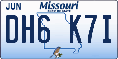MO license plate DH6K7I