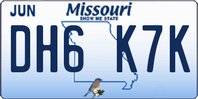MO license plate DH6K7K