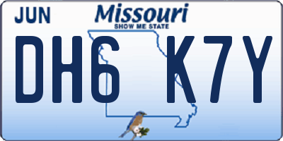 MO license plate DH6K7Y