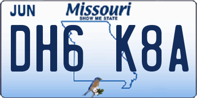 MO license plate DH6K8A