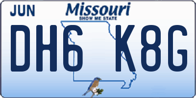 MO license plate DH6K8G