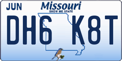 MO license plate DH6K8T
