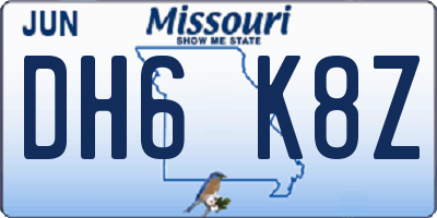 MO license plate DH6K8Z