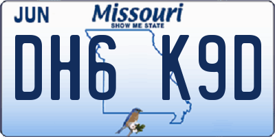 MO license plate DH6K9D