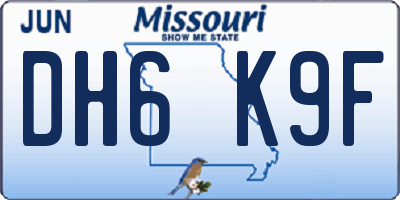 MO license plate DH6K9F