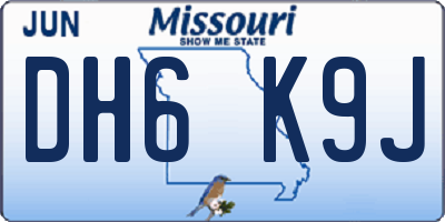 MO license plate DH6K9J