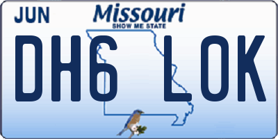 MO license plate DH6L0K