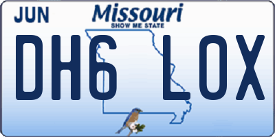 MO license plate DH6L0X