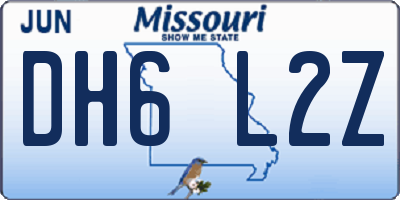 MO license plate DH6L2Z