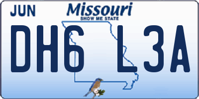 MO license plate DH6L3A