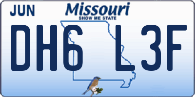 MO license plate DH6L3F