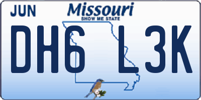 MO license plate DH6L3K