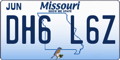 MO license plate DH6L6Z