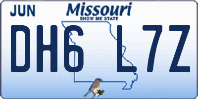 MO license plate DH6L7Z